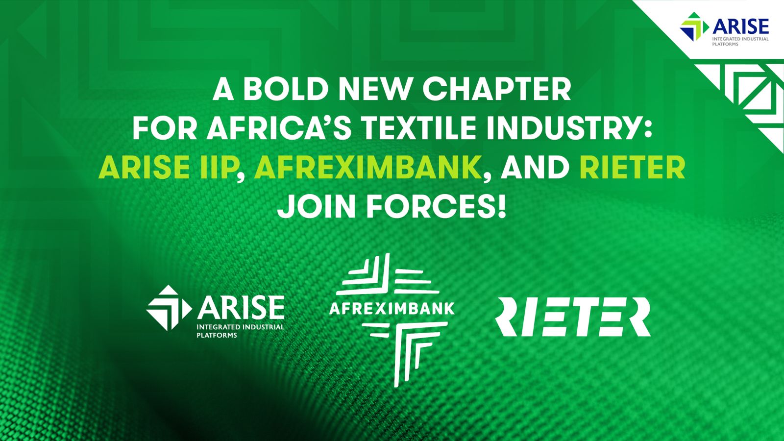 Arise IIP Rieter and Afrexim Bank Partnership Invest In Africa