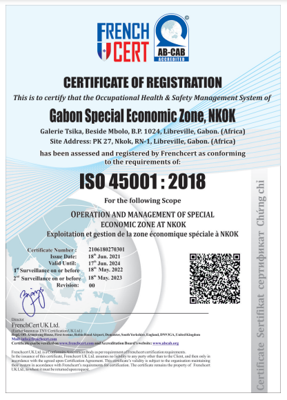 Certificate Of Registration ISO 45001:2018