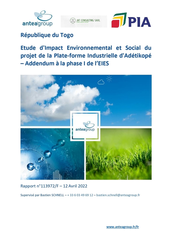 ESIA EIES TOGO PIA – IFC Phase I (Addendum) – French