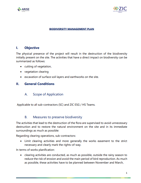 Biodiversity Management Plan