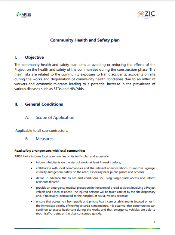 Community Health and Safety Plan