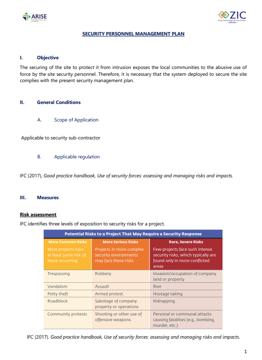 Security Personnel Management Plan